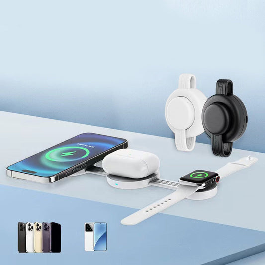 🌀 50 % RABAT NU! 🎉3-i-1 foldbar magnetisk trådløs oplader