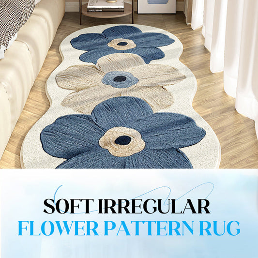 🧺 50 % RABAT NU! ✨ Blødt tæppe med blomstermønster – uregelmæssigt design, lydløst og blødt under fødderne 🏠🌸
