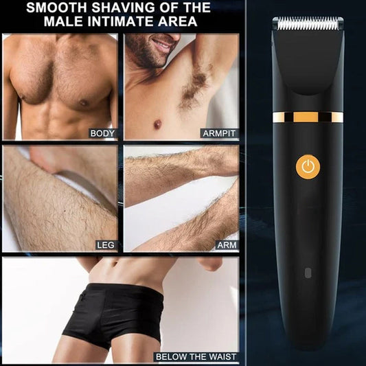 💥 3-i-1 elektrisk kropshårtrimmer til mænd, trådløs intimhårtrimmer til mænd, vandtæt elektrisk barbermaskine