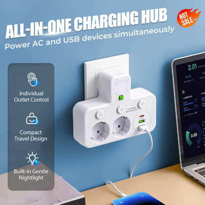 🎉 Nytårsgave – 50 % rabat! 🔌 Intelligent stikdåse med USB og natlampe – alsidig og sikker!