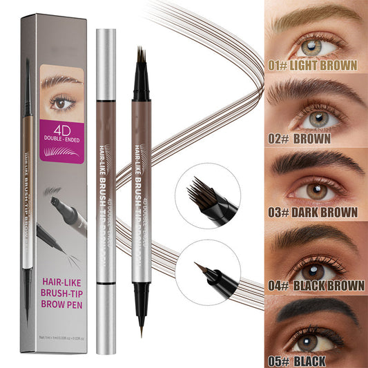 ✏️Microblade-præcision, naturlige hårstrøg👁️ Tovejs-pen til øjenbryn og eyeliner – spids med fire tænder | Skab nemt naturlige øjenbryn – perfekt til hverdagsmakeup ✨