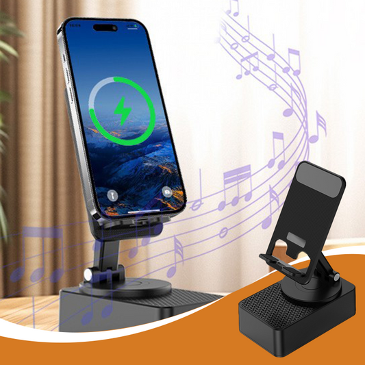 📱3-i-1-telefonholder med Bluetooth-højttaler og powerbank