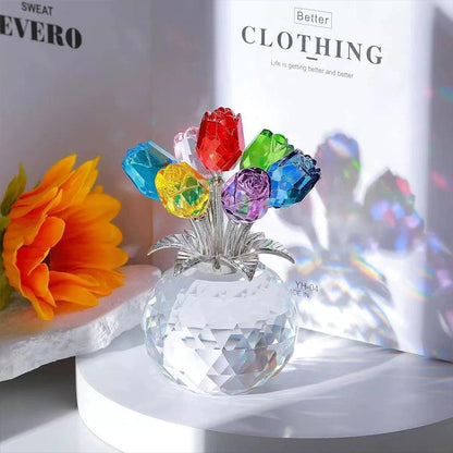 🎉 Nytårsgave – 50 % RABAT!✨Evig krystalrosefigur i vase: Tidløst symbol på kærlighed + luksuriøst boligaccessorie – Perfekt som gave!