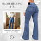 Damejeans med høj talje og udsvungne ben i stretch-denim