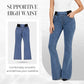 Damejeans med høj talje og udsvungne ben i stretch-denim