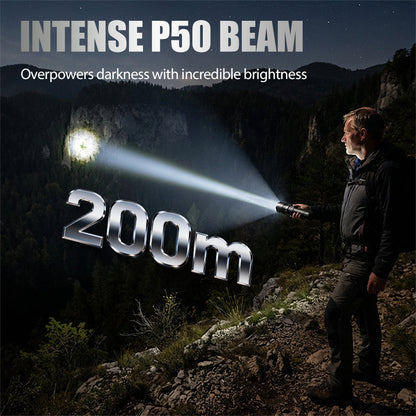 Genopladelig P50 LED-lommelygte med justerbar zoom