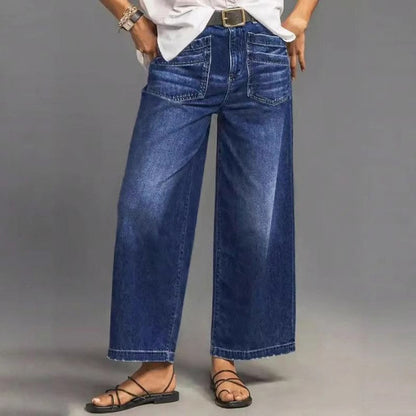 👖 Casual jeans til kvinder med høj talje og brede ben – maveformende, forlænget silhuet og komfort hele dagen 💙