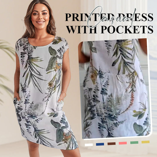🌸✨ Kortærmet kjole med print til kvinder – Let, behagelig og superflatterende 💃🌿 Frisk stil til hverdagsbrug ☀️