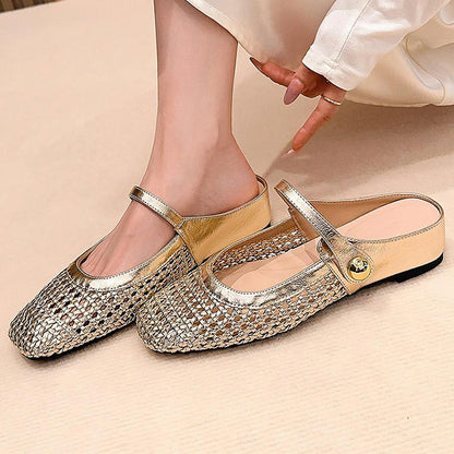 💐50% RABAT! Vævede Mary Jane-mules til kvinder – trendy firkantet tå 👡✨【Begrænset lager】
