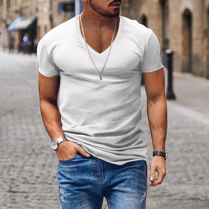 Slim fit V-hals T-shirt til mænd