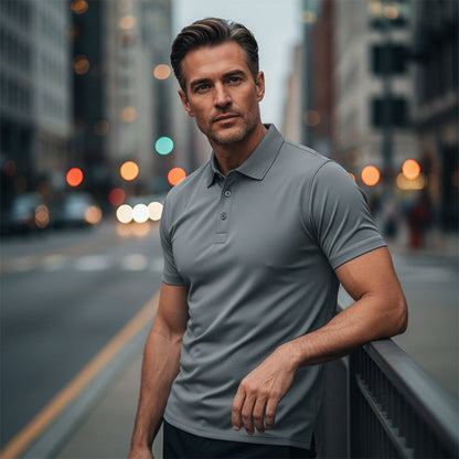 💎 Hurtigtørrende T-shirt med krave og korte ærmer til mænd – atletisk pasform, krølfri og perfekt til arbejde eller weekenden 👕✨