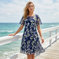🌸 50 % RABAT NU! ✨ Blomstret A-formet festkjole til kvinder – dobbeltlags chiffon, elegant mønster og knælængde 👗