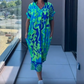 💜Begrænset tilbud: 50 % rabat 👗Elegant, afslappet damekjole med print og V-udskæring