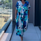 💜Begrænset tilbud: 50 % rabat 👗Elegant, afslappet damekjole med print og V-udskæring