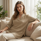 🔥 Hot tilbud 🔥Casual ensfarvet top med knapper og slids i siden