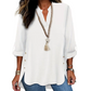 🔥 Hot tilbud 🔥Casual ensfarvet top med knapper og slids i siden