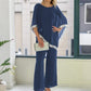 🎁Gratis gave 🎁 Sæt bestående af en elegant poncho-top med pailletkant og bukser med brede ben