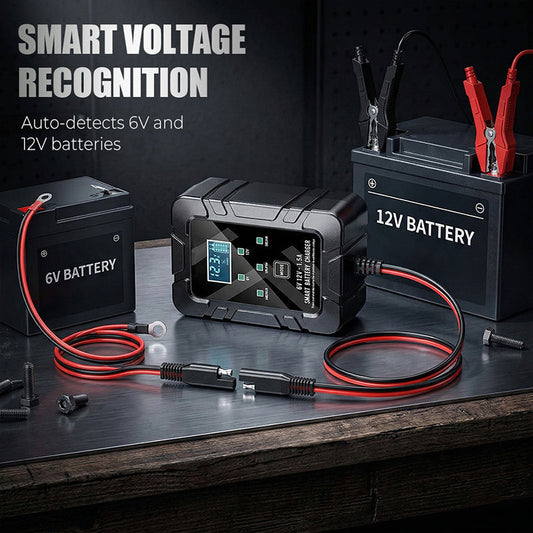 🔥Tidsbegrænset tilbud: 50 % rabat🔥 1,5 A 6 V/12 V automatisk batterioplader
