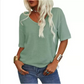 Casual T-shirt med V-udskæring og korte ærmer til kvinder