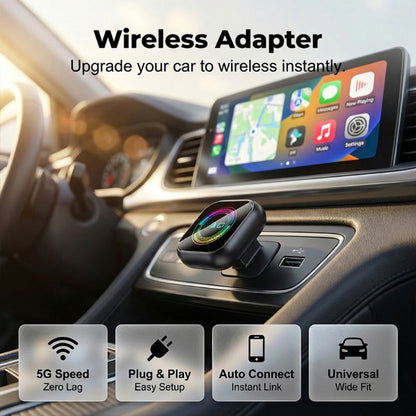 📱50 % RABAT NU! 🔥【Plug and Play! Trådløs forbindelse 🔥 2-i-1 trådløs adapter – iPhone & Android Auto, forvandl din bil til en smart biograf på få sekunder】