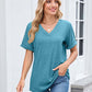👚 50 % RABAT NU! 🌸 Casual T-shirt med V-hals og korte ærmer til kvinder – åndbar, let og perfekt til et afslappet sommerlook ☀️