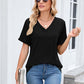 👚 50 % RABAT NU! 🌸 Casual T-shirt med V-hals og korte ærmer til kvinder – åndbar, let og perfekt til et afslappet sommerlook ☀️
