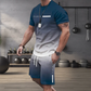 🏖️Sommertilbud: KUN 159,95 kr.!!😎T-shirt og shorts i farveovergang til mænd