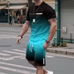 🏖️Sommertilbud: KUN 159,95 kr.!!😎T-shirt og shorts i farveovergang til mænd