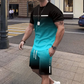 🏖️Sommertilbud: KUN 159,95 kr.!!😎T-shirt og shorts i farveovergang til mænd