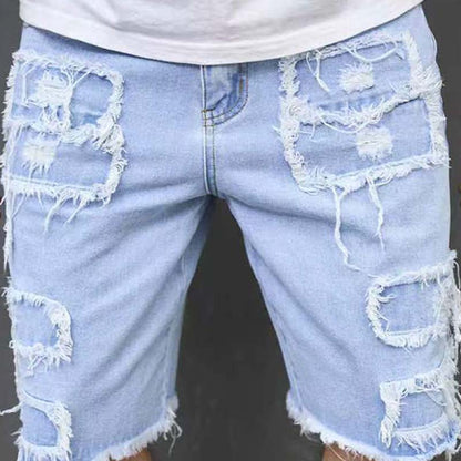 🔥Kun så længe lager haves: 40 % RABAT!🎉 Herreshorts i slidt denim med flossede detaljer