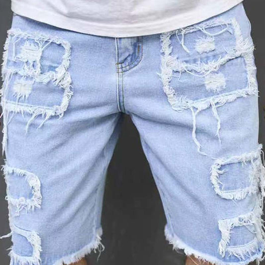 🔥Kun så længe lager haves: 40 % RABAT!🎉 Herreshorts i slidt denim med flossede detaljer