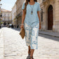 👚 50 % RABAT NU! 🔥 Sæt bestående af en afslappet tunika med rund hals og lag-på-lag-effekt samt bukser med brede ben – løst faldende design, blødt stof og perfekt til hverdagslooket 🌸