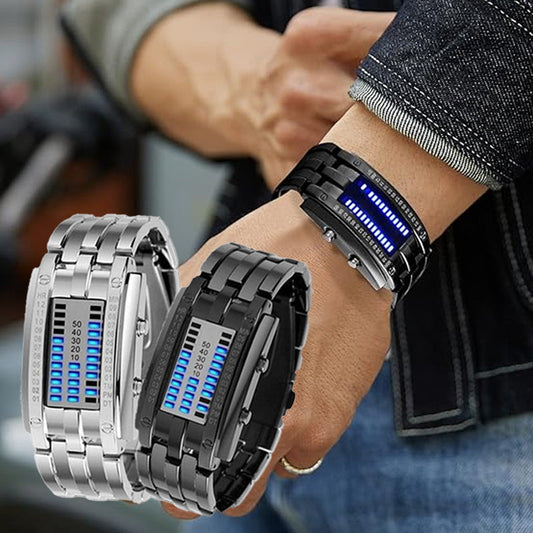 ⌚ BEGRÆNSET TILBUD: 50 % RABAT! ✨ Binary LED-ur til mænd – rustfrit stål, blåt lys, sporty, vandtæt, moderne ⚡
