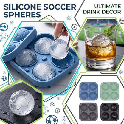 ⚽❄️ SIDSTE DAG MED 50 % RABAT! Silikone-isform i fodboldform – kugler på 5,5 cm, langsom frysning, lækagesikker design, 4 farver, perfekt til fodboldaftener og cocktails 🥂