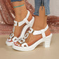 👡 50 % RABAT NU! ✨ T-rem-sandaler til kvinder med tyk hæl – elastisk bagrem, polstret plateau og metallisk T-rem – komfort hele dagen og aftenen 💃