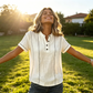 👚 50 % RABAT NU! 🌿 Casual kortærmet bluse til kvinder – åndbar, afslappet pasform og unikke sømdetaljer ✨