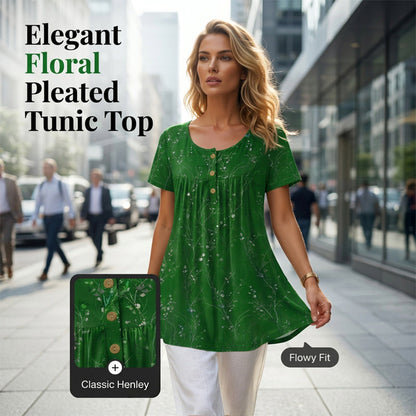 📢⏰Tidsbegrænset tilbud – 50 % rabat🦋Plisseret tunika med blomsterprint til kvinder – elegance, der følger dine bevægelser.🌸