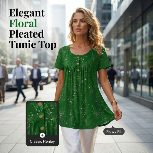 📢⏰Tidsbegrænset tilbud – 50 % rabat🦋Plisseret tunika med blomsterprint til kvinder – elegance, der følger dine bevægelser.🌸
