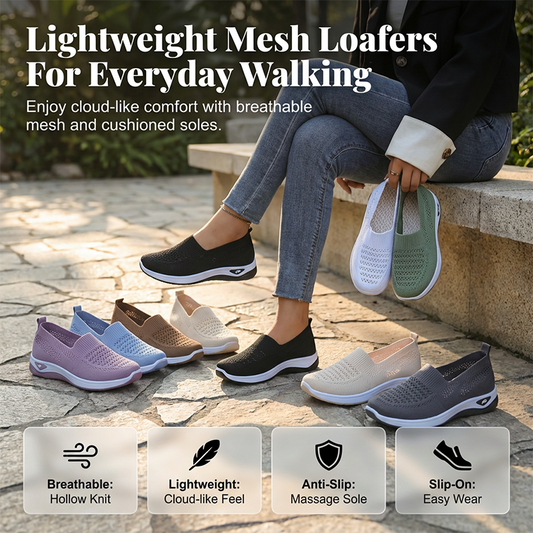 👟 BEGRÆNSET TILBUD: 50 % RABAT! 🌿 Slip-on-sko til kvinder – åndbart mesh, letvægts, behagelige, skridsikre ✨