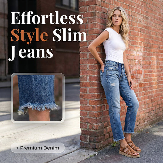 Moderne slim fit-jeans med slidt look til kvinder