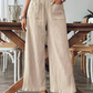 👖 50 % RABAT NU!🌿 Løse, ensfarvede fritidsbukser til kvinder – høj talje, brede ben og krøllet struktur – behagelige hjemmebukser ✨