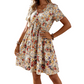 👗 50 % RABAT NU! 🌸 Sommerkjole til kvinder med blomsterprint, V-udskæring og korte ærmer – åndbar, smigrende og perfekt til solrige dage og strandture ☀️