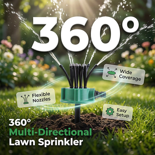 💧360° dækningsvinkel – præcisionssprinkler til haven💚✨ – Justerbar dyse, jævn vanding af græsplæner, blomsterbede og grøntsager.