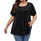 👚 50 % RABAT NU! ✨ T-shirt til kvinder med plissering foran og pufærmer – Blød, åndbar og elegant med pufærmer – perfekt til arbejde, brunch eller forårsdage 🌸