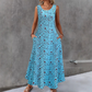 🔥50 % RABAT I BEGRÆNSET PERIODE!🔥 👗 Ærmeløs maxi-kjole til kvinder med blomsterprint — med sidelommer, elegant og behagelig 🌸