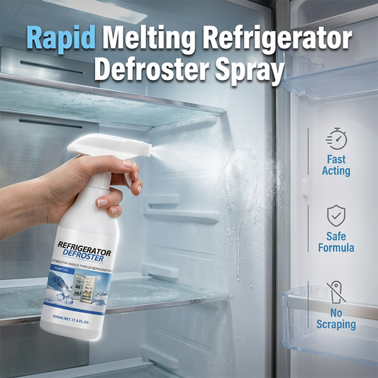 🥳2026 TOPTILBUD🥳💞Over 50.000 solgt!❄️💨 50 % RABAT! Hurtig afisningsspray til køleskabe – Smelter isen med det samme, ingen skrabning. Fødevaresikker, nem at sprøjte på. Spar tid og energi. 🧊✨