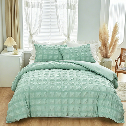 🛌✨ 3-delt dynebetræk-sæt med pintuck-struktur – sofistikeret elegance, harmonisk look, nem pleje 🍃
