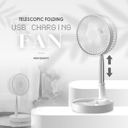 🌀 50 % RABAT NU! 🔋 Teleskopisk, sammenklappelig USB-ventilator med opladning – Justerbar højde, støjsvag drift og bærbar – perfekt til skrivebordet, rejser eller udendørs brug 💨