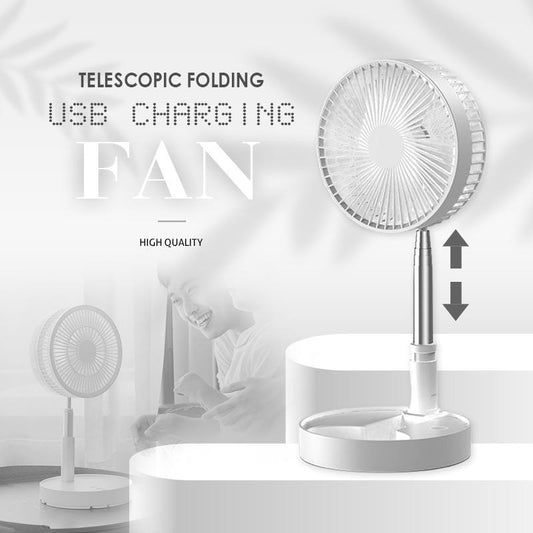 🌀 50 % RABAT NU! 🔋 Teleskopisk, sammenklappelig USB-ventilator med opladning – Justerbar højde, støjsvag drift og bærbar – perfekt til skrivebordet, rejser eller udendørs brug 💨