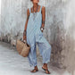 👗 50 % RABAT NU! 🏝️ Casual stribet jumpsuit med spaghettistropper til kvinder – Let, flagrende og luftigt – perfekt til stranddage, sommerfester eller rejser – ubesværet chic 🌊